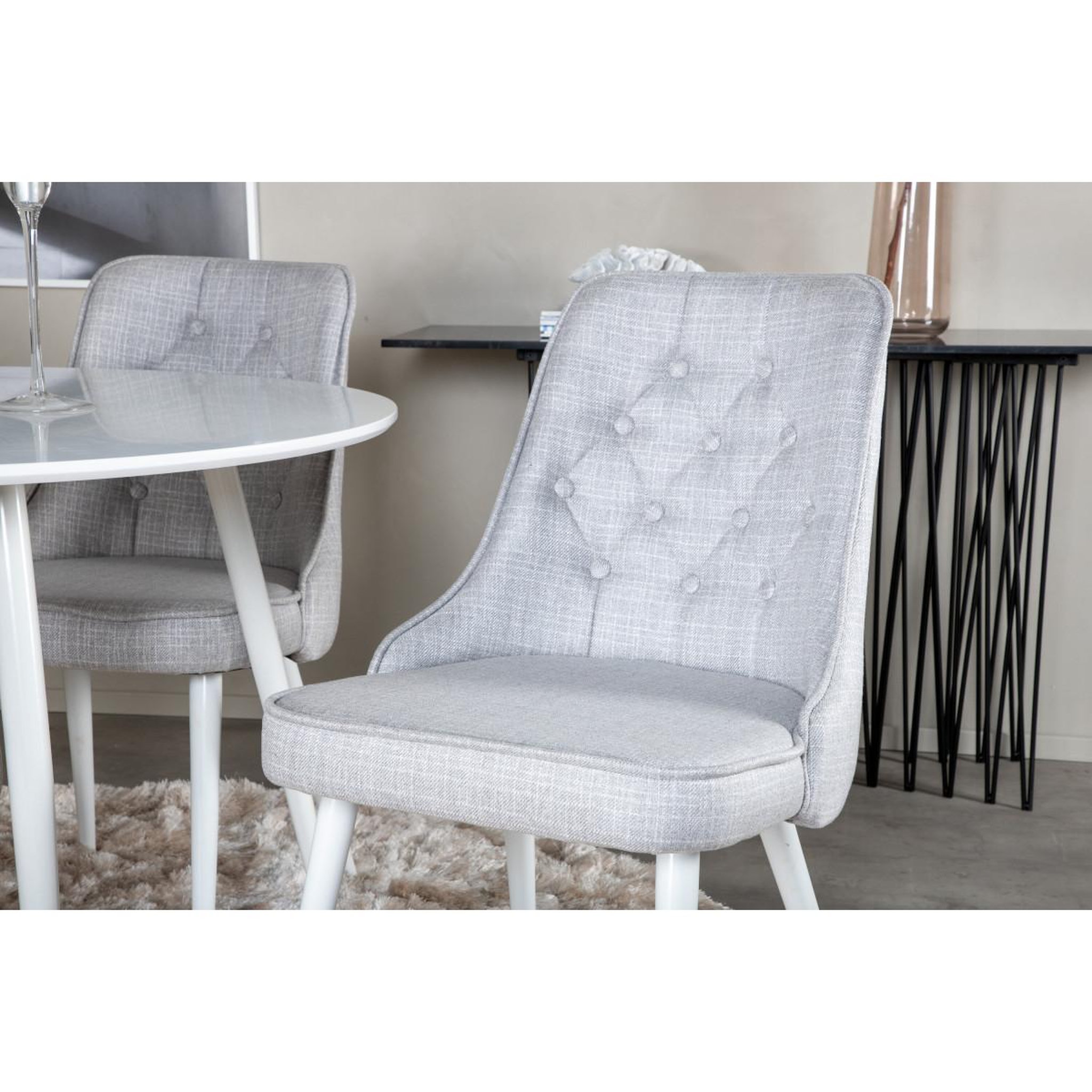 Voir la diapositive 5 : Paris Prix Ensemble table à manger & 4 chaises  plaza & deluxe  100cm blanc & gris