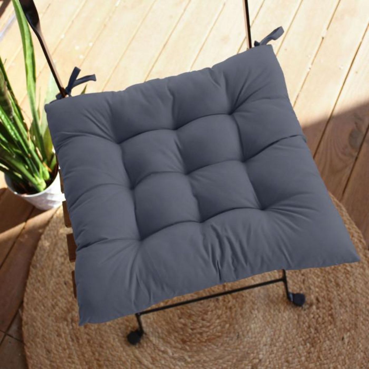 Paris Prix Galette de Chaise d'Extérieur  Bornéo  38x38cm Gris Foncé