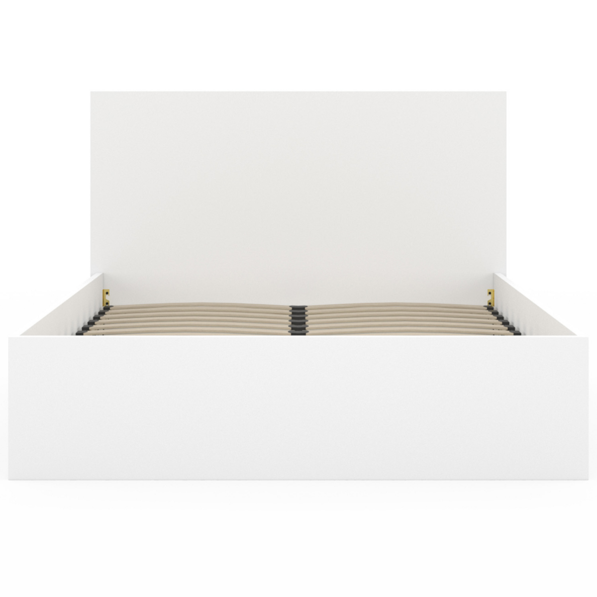 ID MARKET Lit coffre double SEASIDE avec tête de lit et sommier 140 x 190 cm blanc