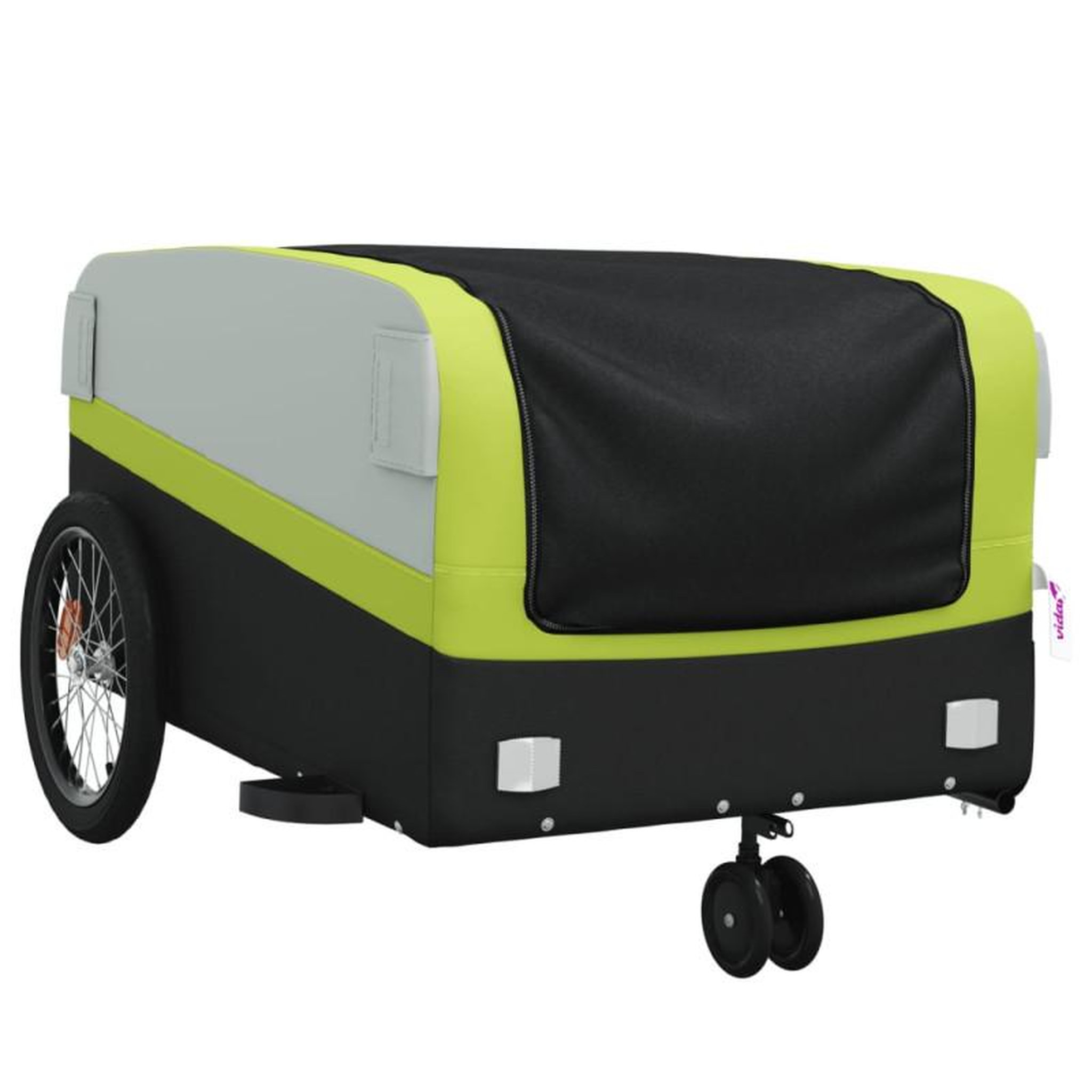 Voir la diapositive 4 : VIDAXL Remorque de vélo noir et vert 45 kg fer