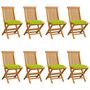 Voir la diapositive 1 : VIDAXL Chaises de jardin avec coussins vert vif lot de 8 Teck massif