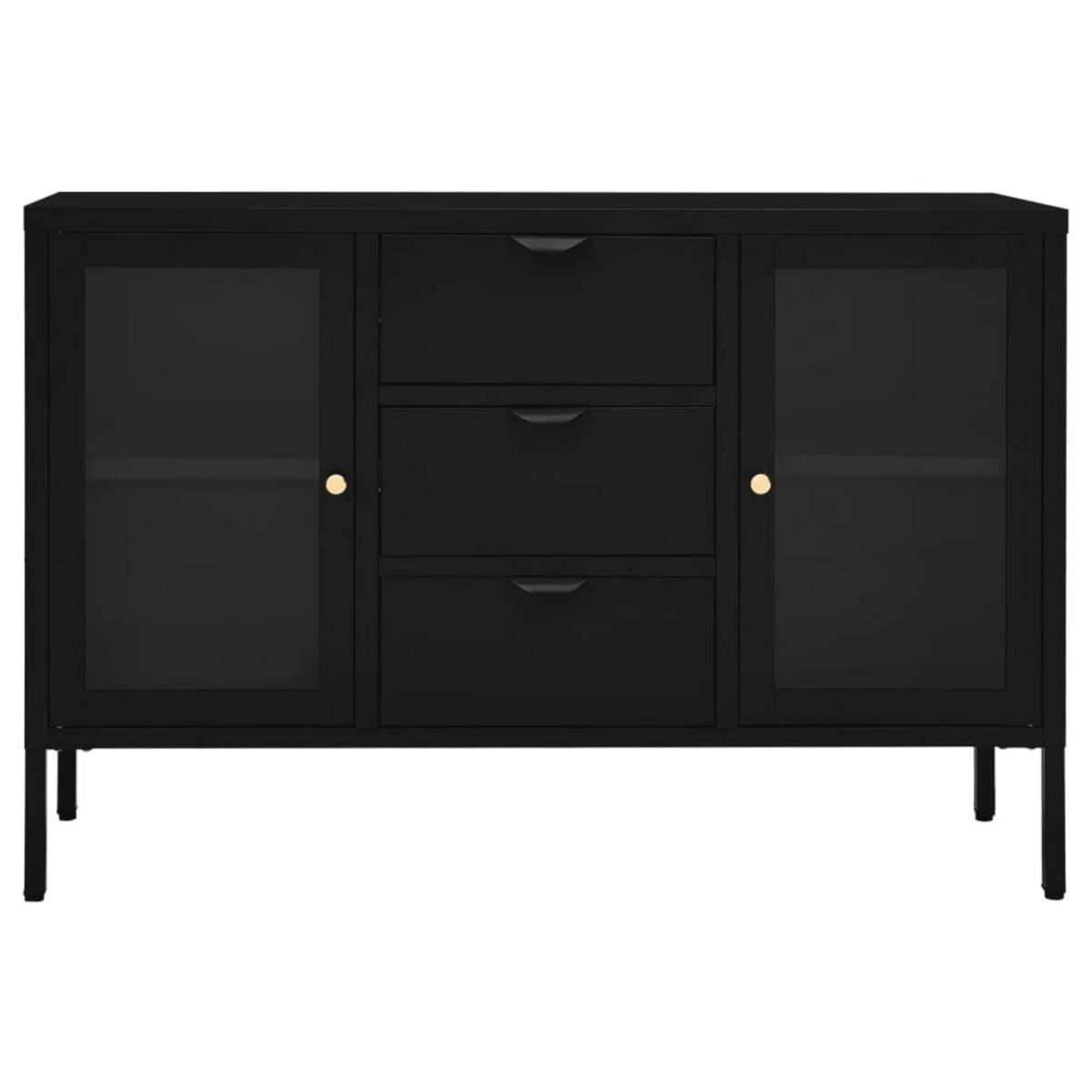 VIDAXL Buffet Noir 105x35x70 cm Acier et verre trempe