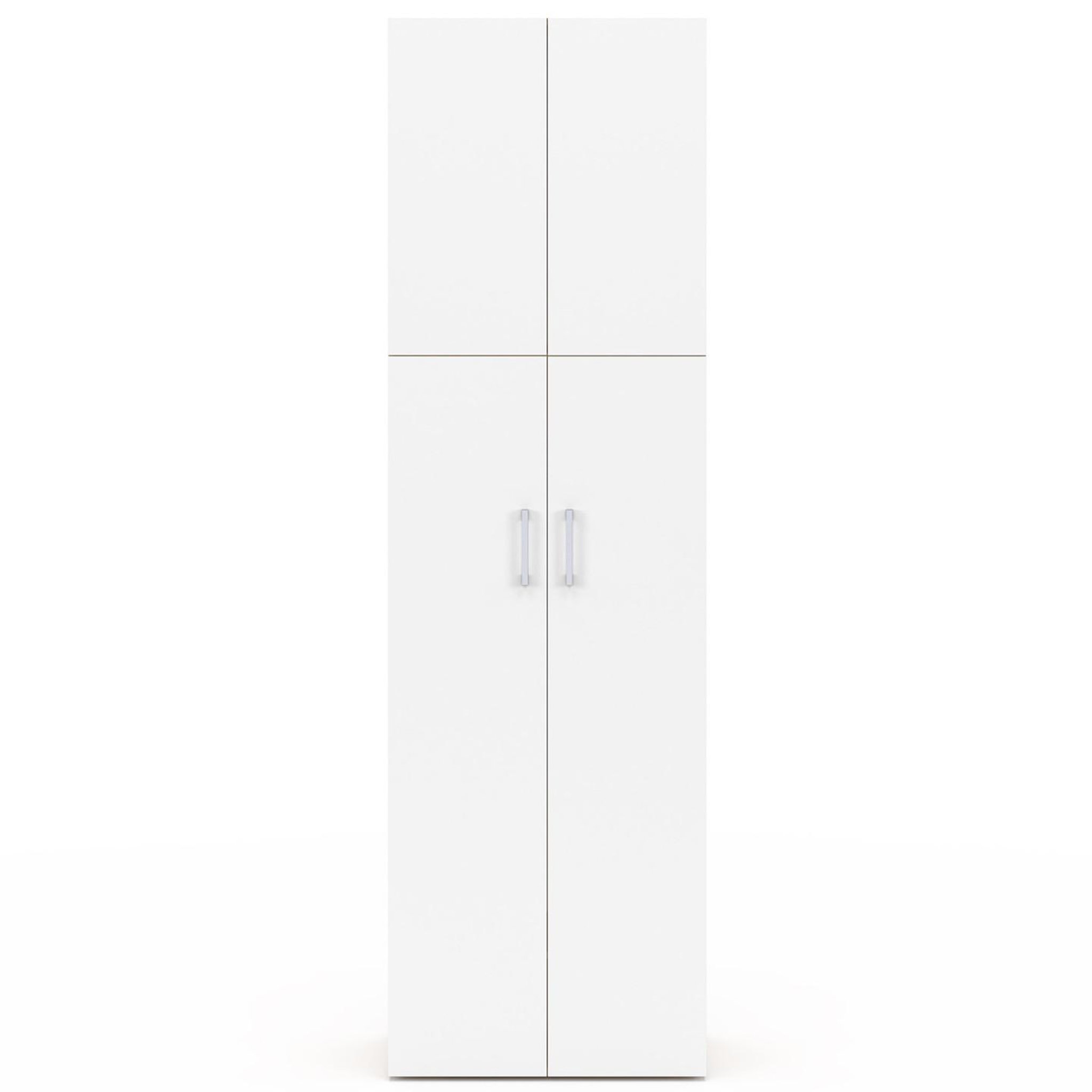 Voir la diapositive 5 : ID MARKET Armoire 2 portes juliana blanc et bois penderie 50 cm avec étagère