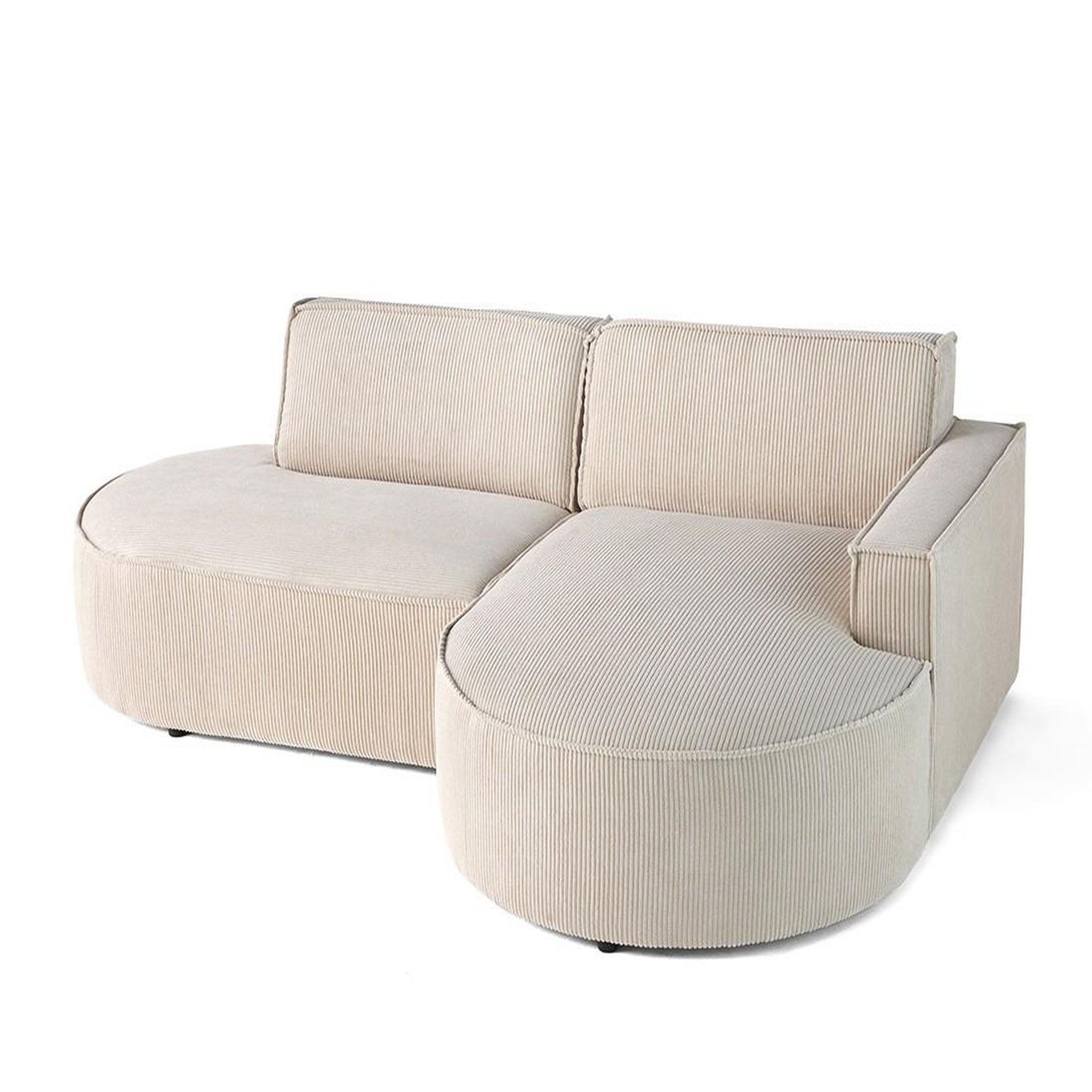 Voir la diapositive 4 : LISA DESIGN Spiaggia - canapé d'angle droit - forme arrondie - 4 places - en velours côtelé