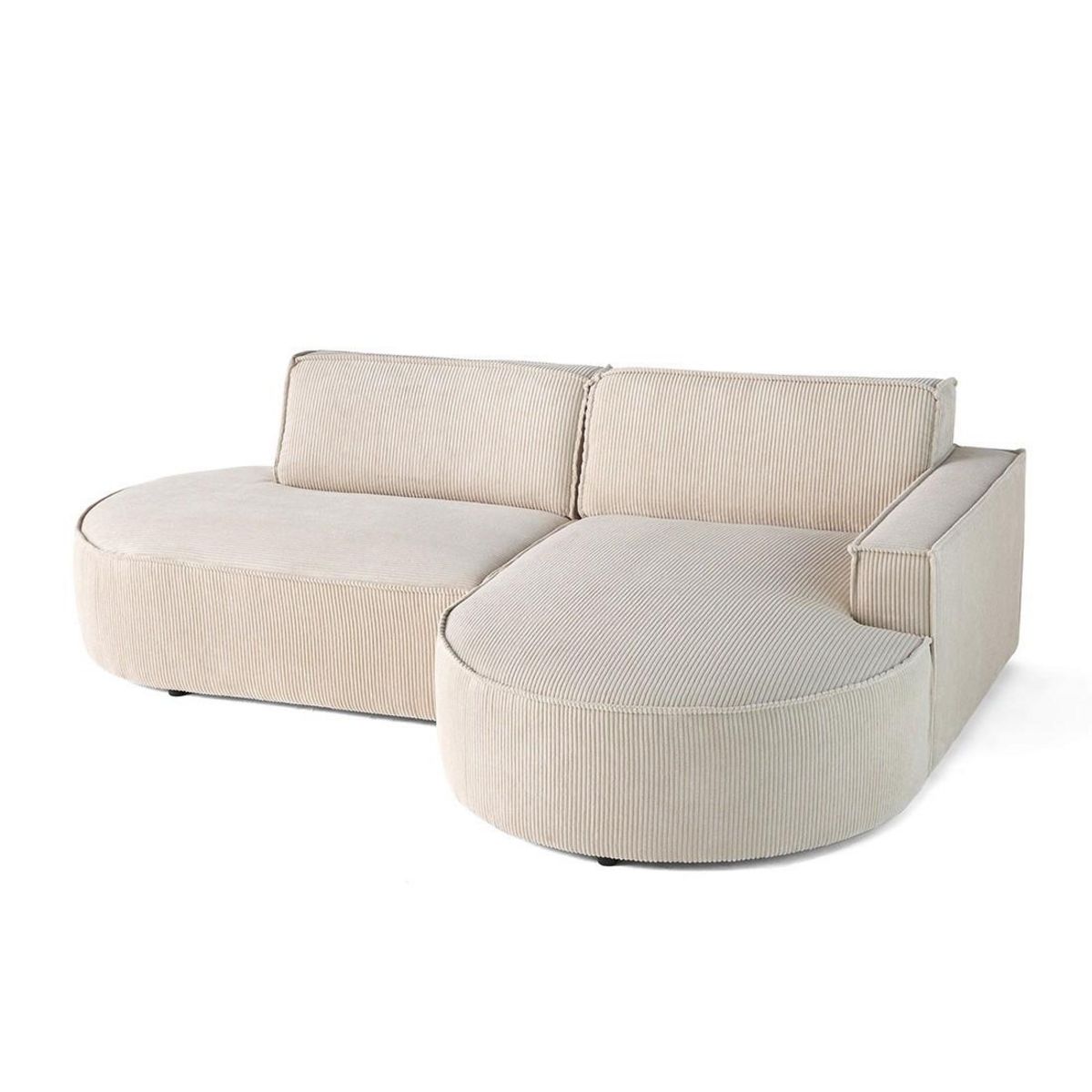 LISA DESIGN Spiaggia - canapé d'angle droit - forme arrondie - 4 places - en velours côtelé