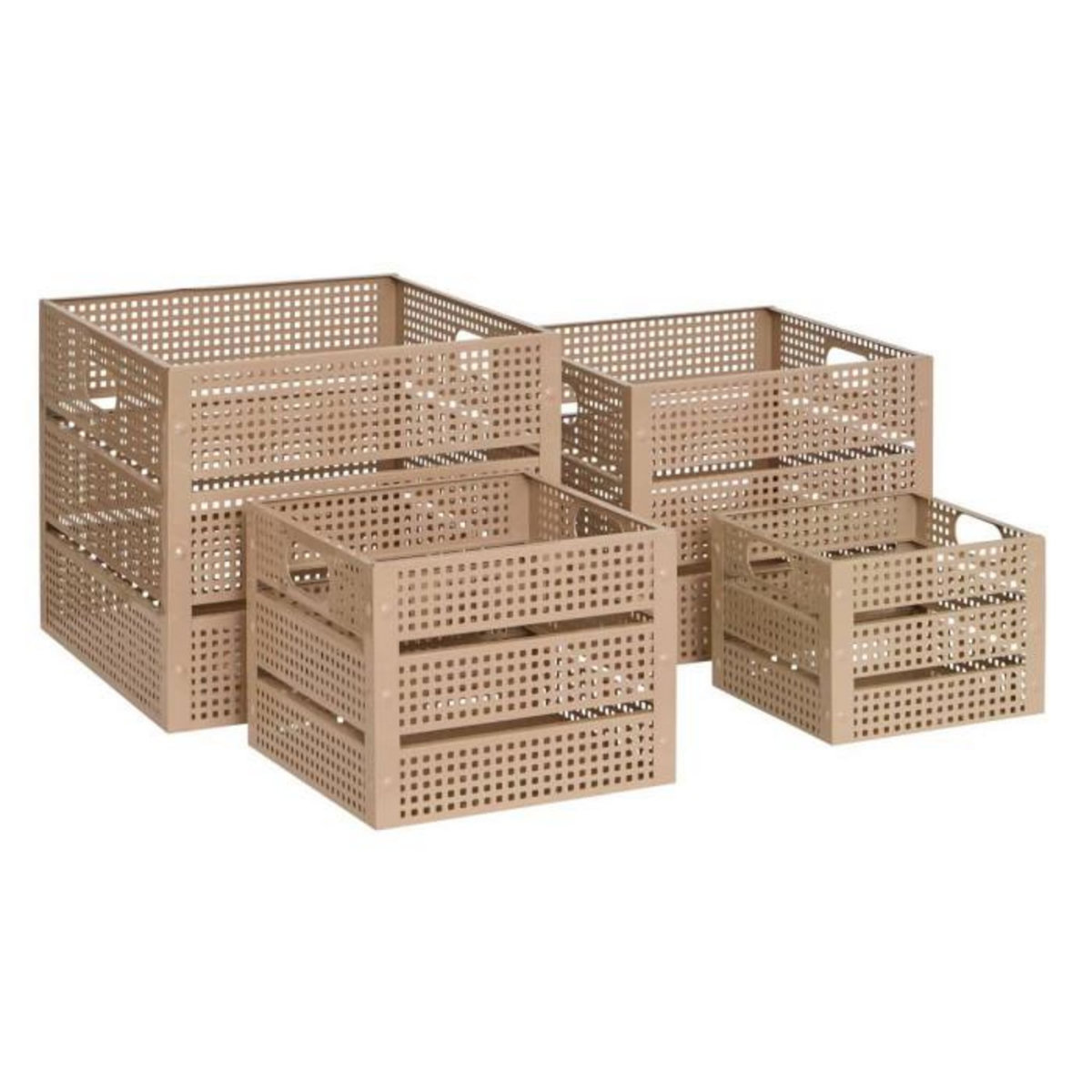 ATMOSPHERA Lot de 4 Caisses de Rangement  Azae  35cm Beige
