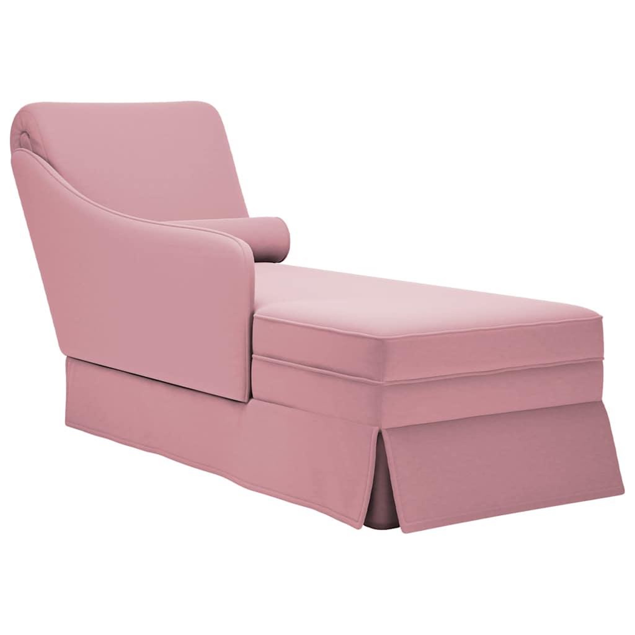 VIDAXL Fauteuil long avec traversin et accoudoir droit rose velours