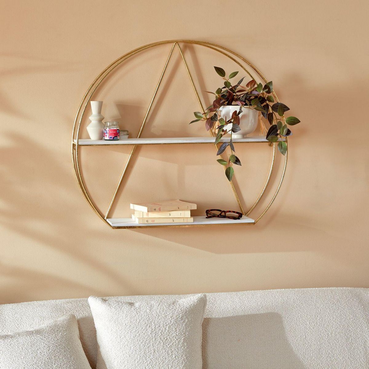 ATMOSPHERA Etagère murale en bois et métal MADDY - Doré
