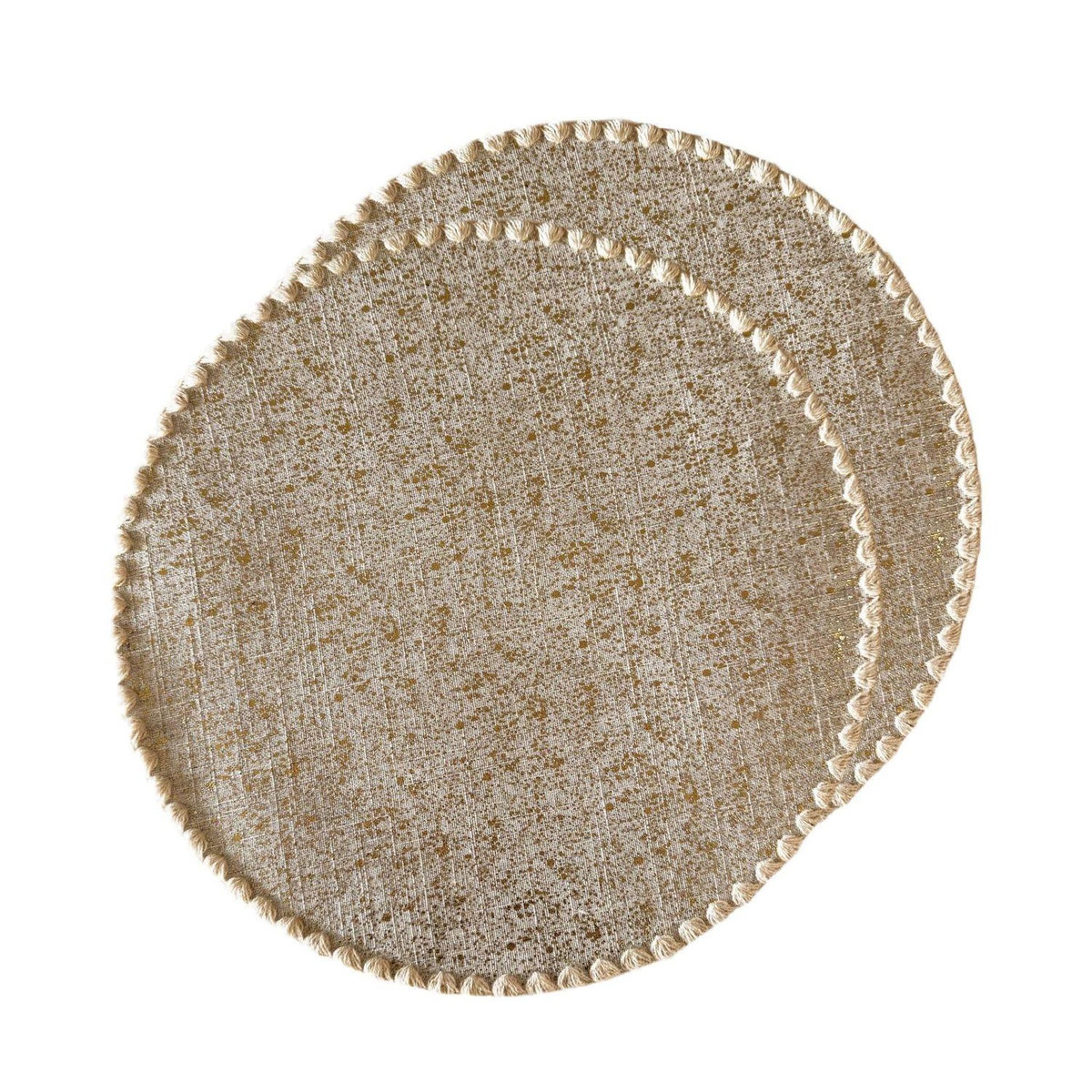 HABITABLE Lot de 2 sets de tables ronds en jute ALAGO