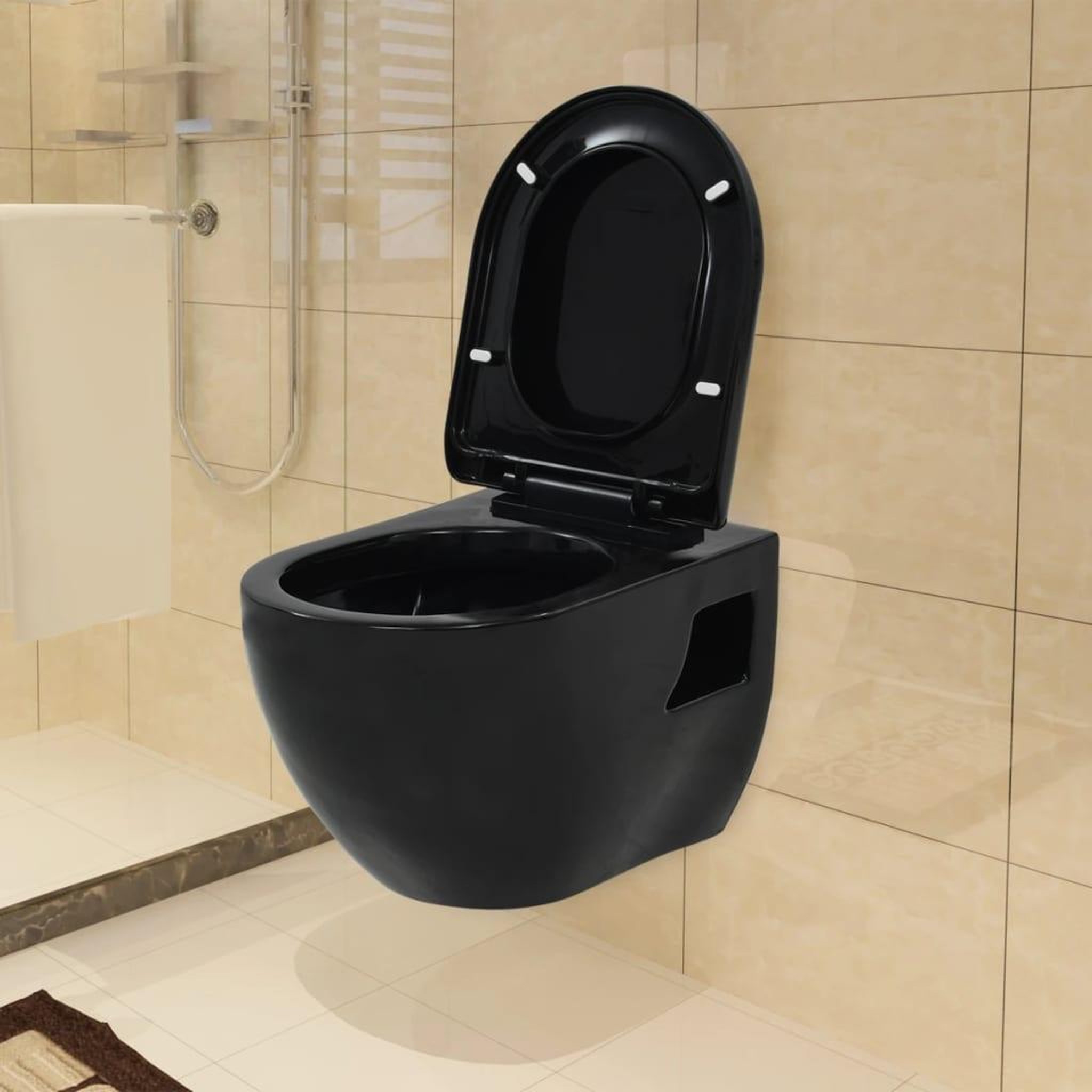 Voir la diapositive 2 : VIDAXL Toilette suspendue au mur avec reservoir cache ceramique noir