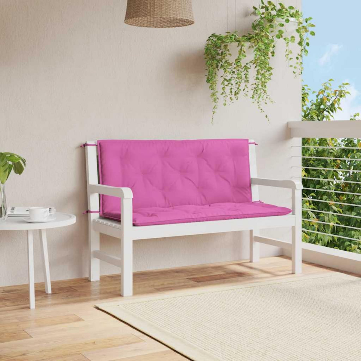 VIDAXL Coussins de banc de jardin lot de 2 rose 120x50x7 cm tissu