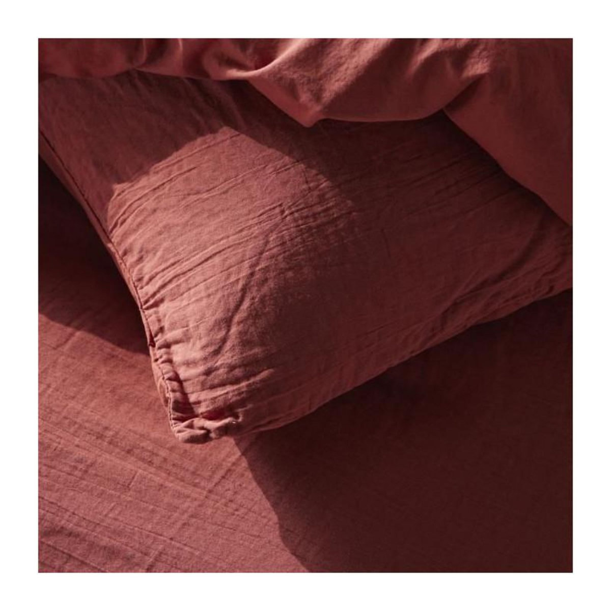 Today Parure de lit - TODAY - 123671 - 2 personnes - 260x240cm - Gaze de coton unie - Terracotta