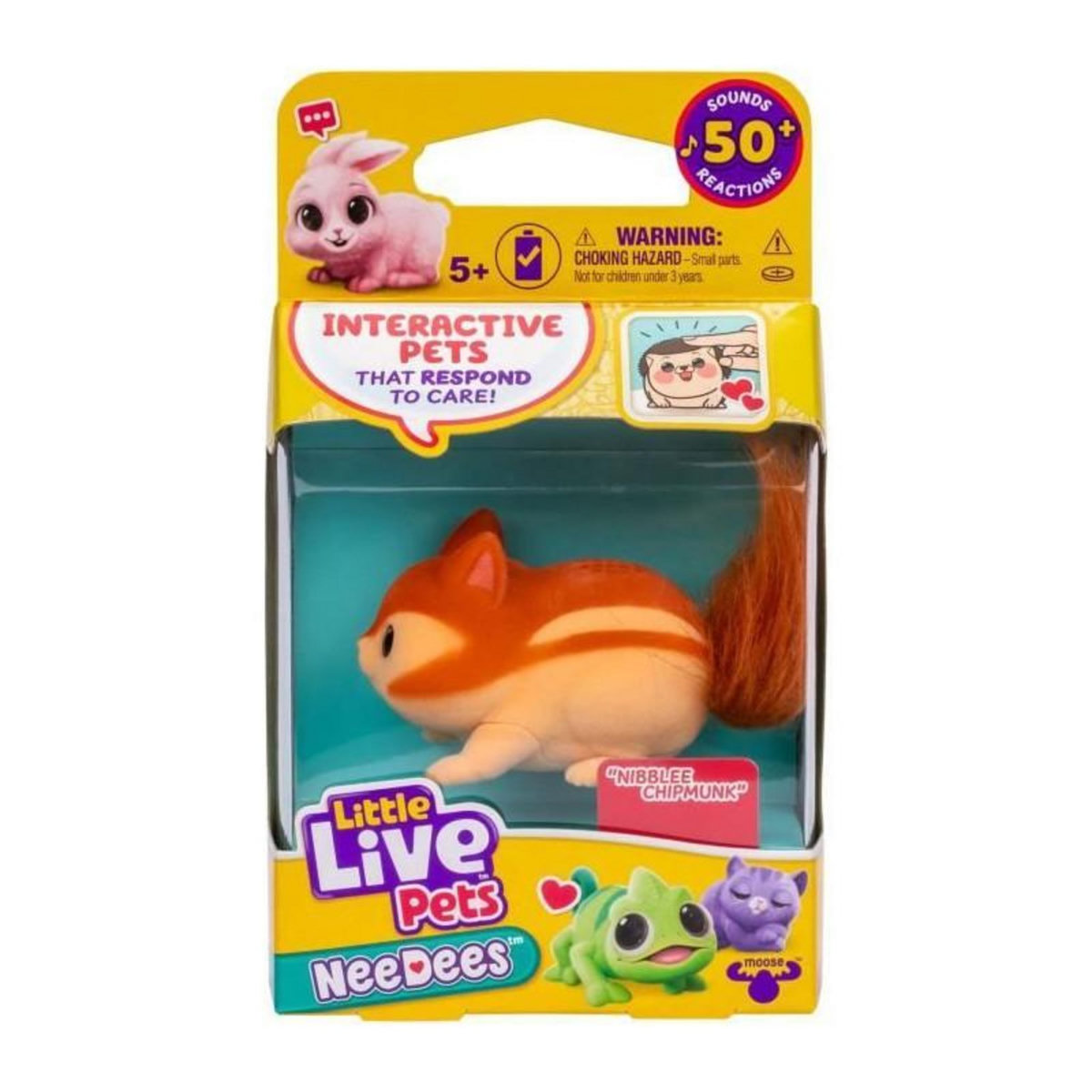 MOOSE TOYS Lil' Needees - MOOSE TOYS - LITTLE LIVE PETS - Animaux interactifs de poche, avec sons et réactions