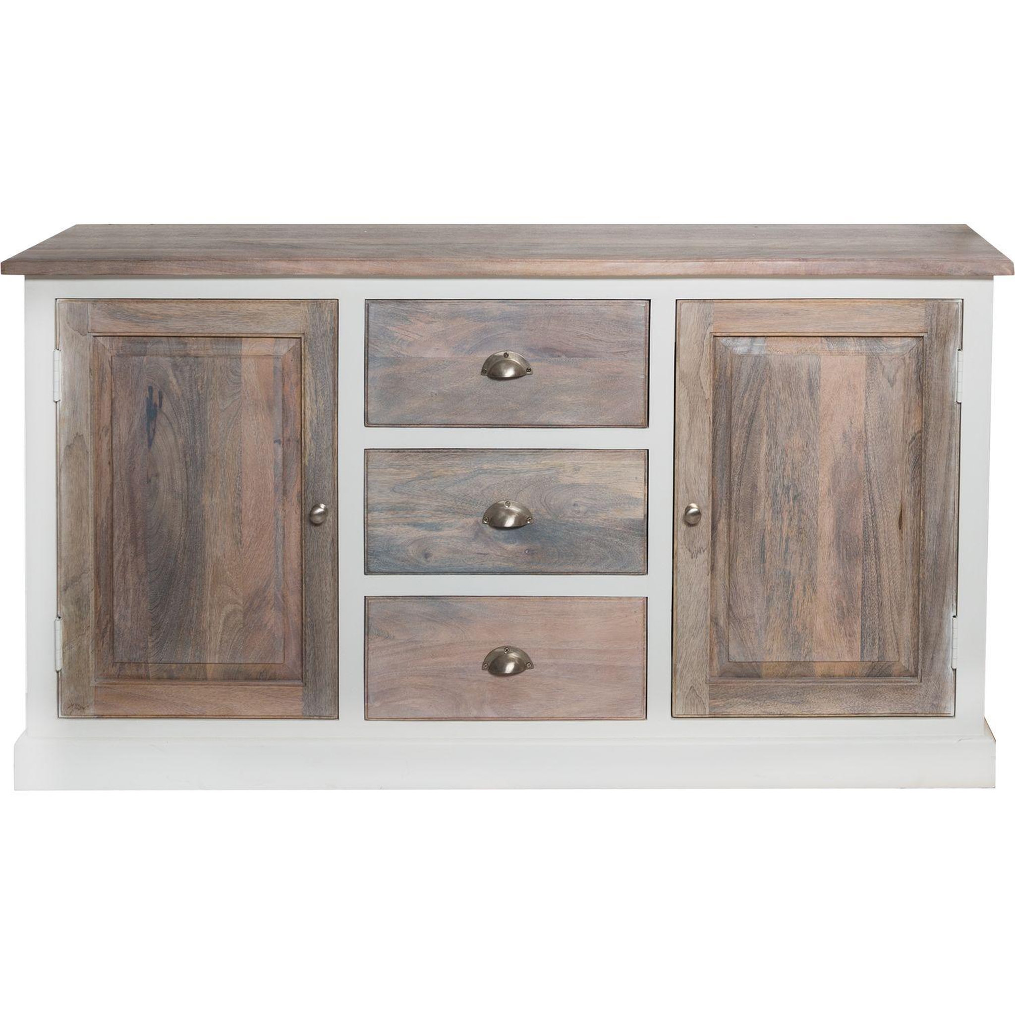 Voir la diapositive 3 : ATMOSPHERA Buffet en bois Aleria - L. 150 x H. 80 cm - Blanc