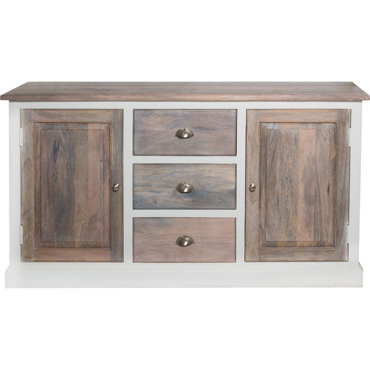 ATMOSPHERA Buffet en bois Aleria - L. 150 x H. 80 cm - Blanc