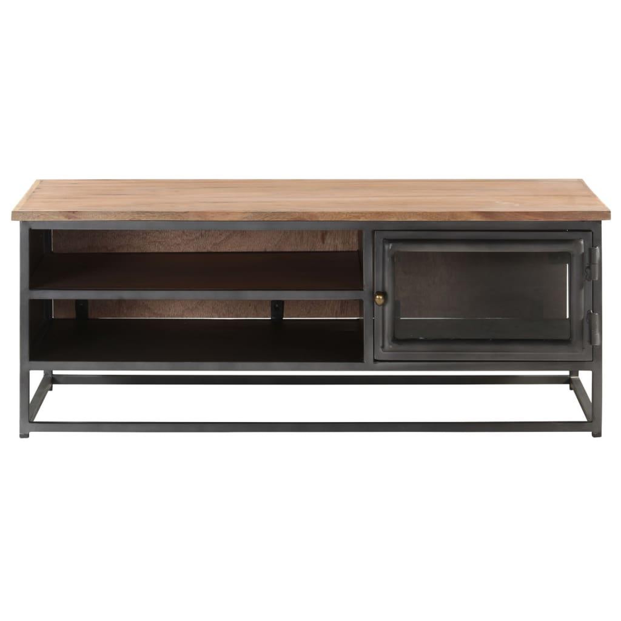 Voir la diapositive 2 : VIDAXL Table basse gris 90x50x35 cm bois d'acacia massif