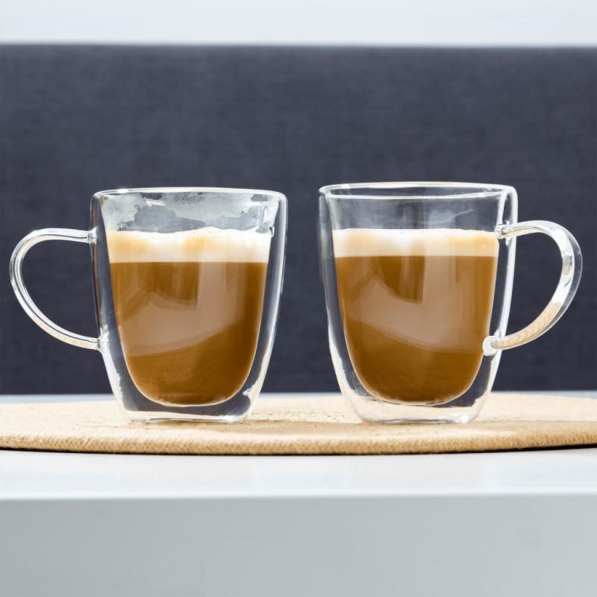 HI HI Ensemble de verres à cappuccino 2 pcs 270 ml transparent