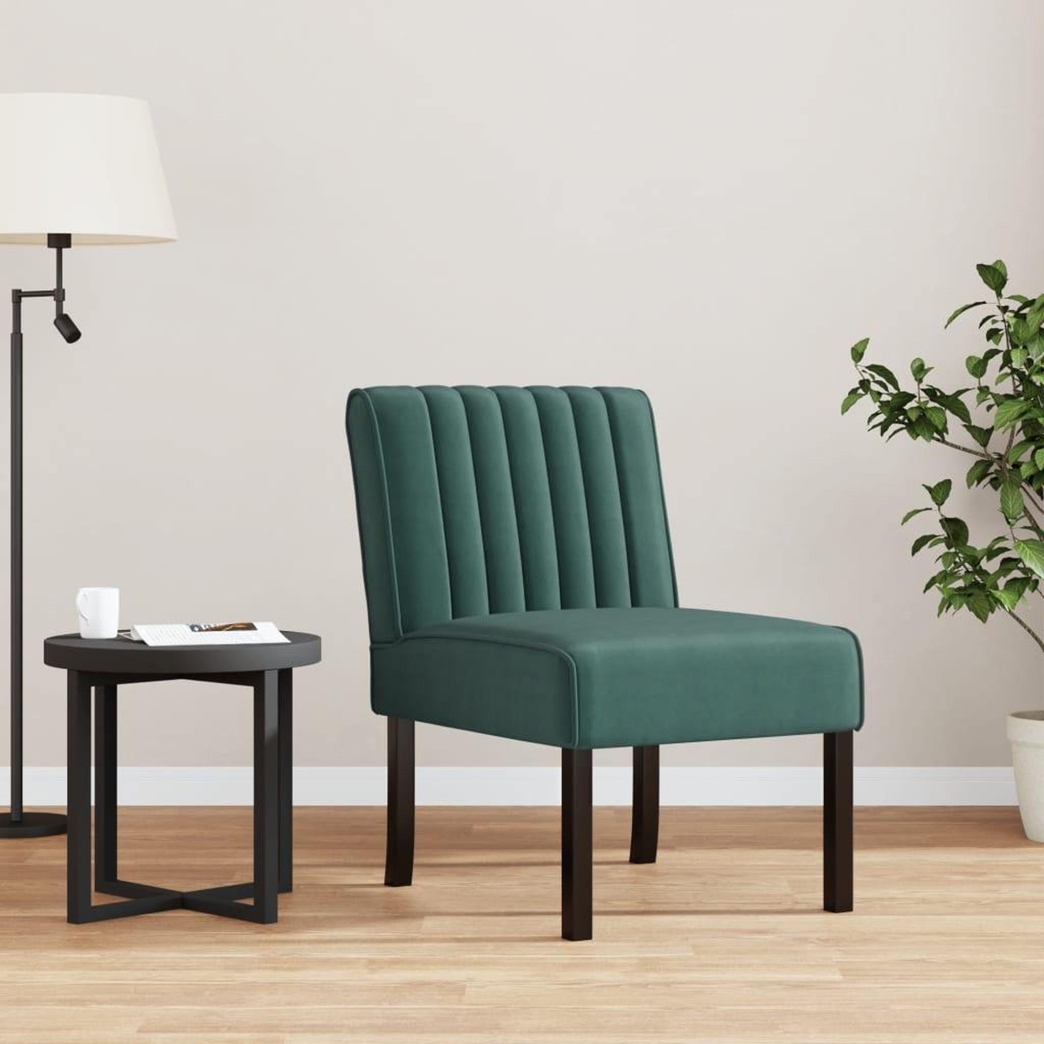 VIDAXL Fauteuil sans accoudoirs vert fonce velours