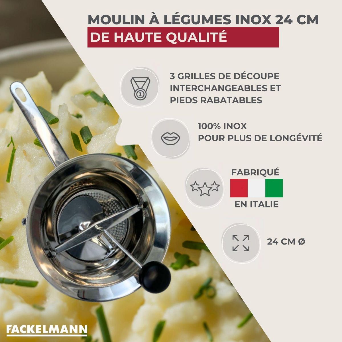 Fackelmann Moulin à légumes inox 24 cm Fackelmann Handmade Tradition