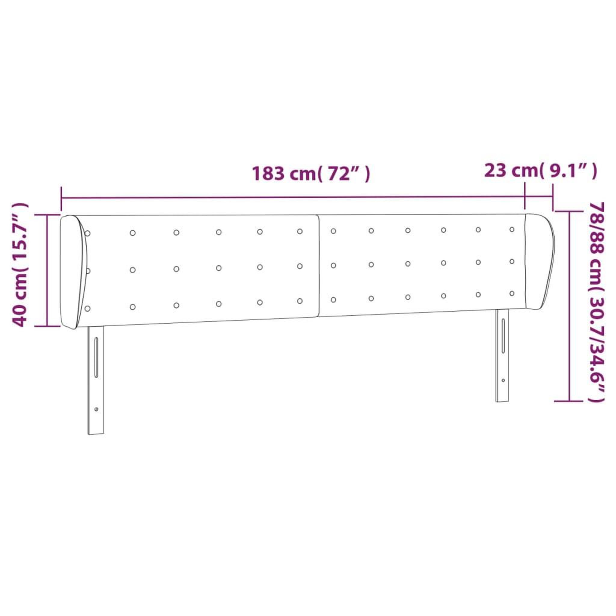Voir la diapositive 6 : VIDAXL Tete de lit avec oreilles Marron fonce 183x23x78/88 cm Tissu