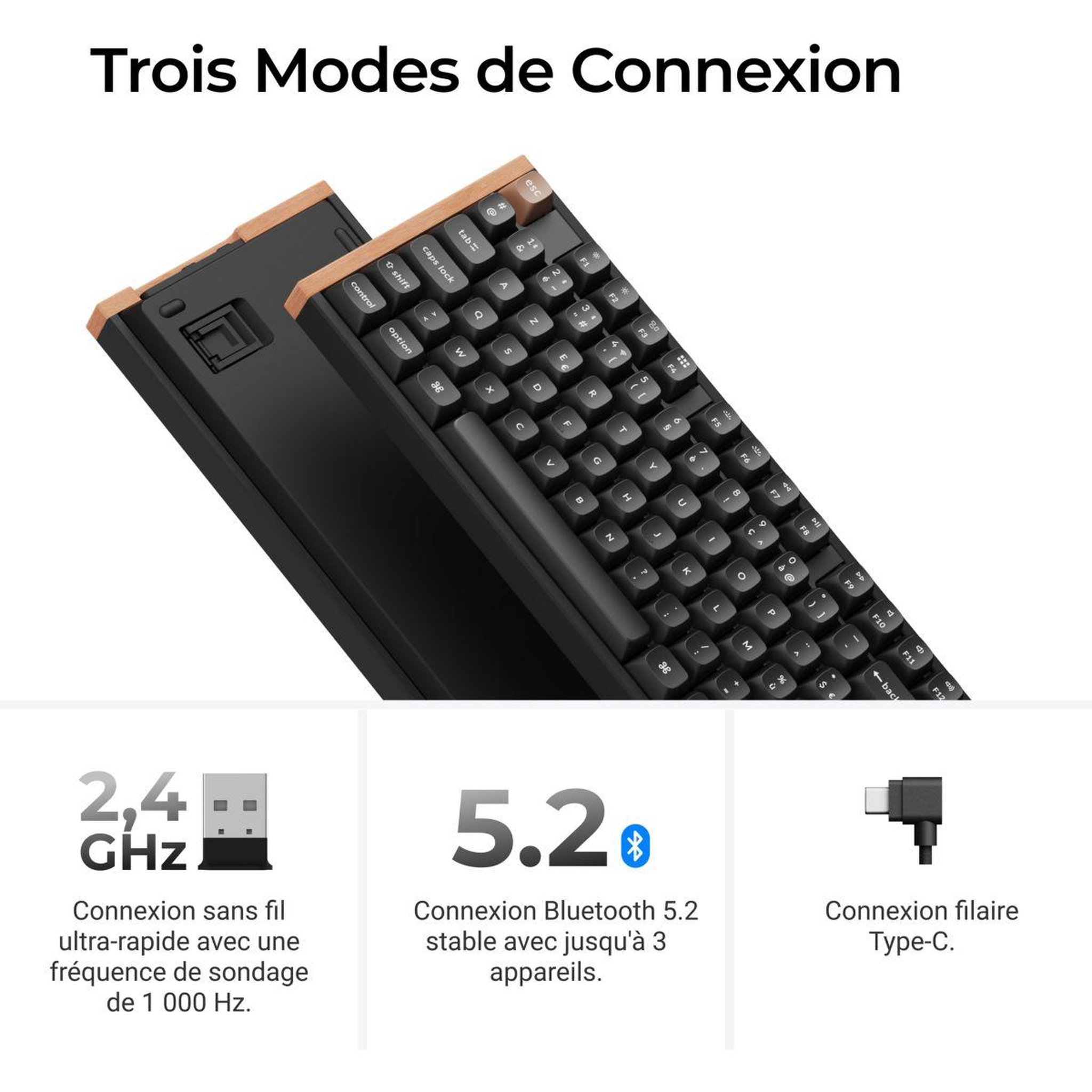 Voir la diapositive 4 : KEYCHRON Clavier gamer sans fil K10 HE Wireless Magnetic Switch