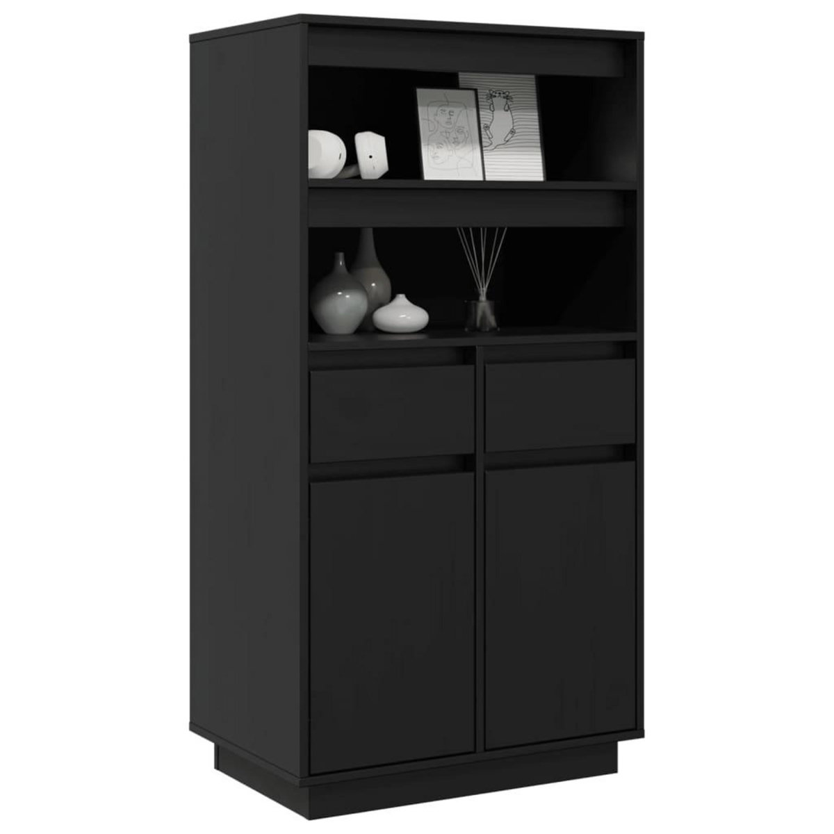 VIDAXL Buffet haut Noir 60x40x116,5 cm Bois massif de pin