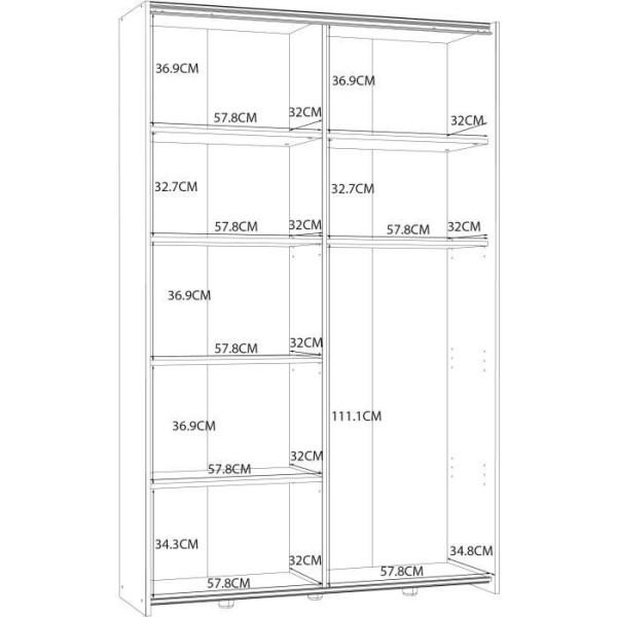 Voir la diapositive 5 : MARKET24 Armoire 2 portes coulissantes multifonction - Blanc mat - L 120 x P 41,6 x H 190,5 cm - OZZULA