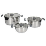 Paris Prix Lot de 3 Faitouts en Inox  Empilable  25cm Argent