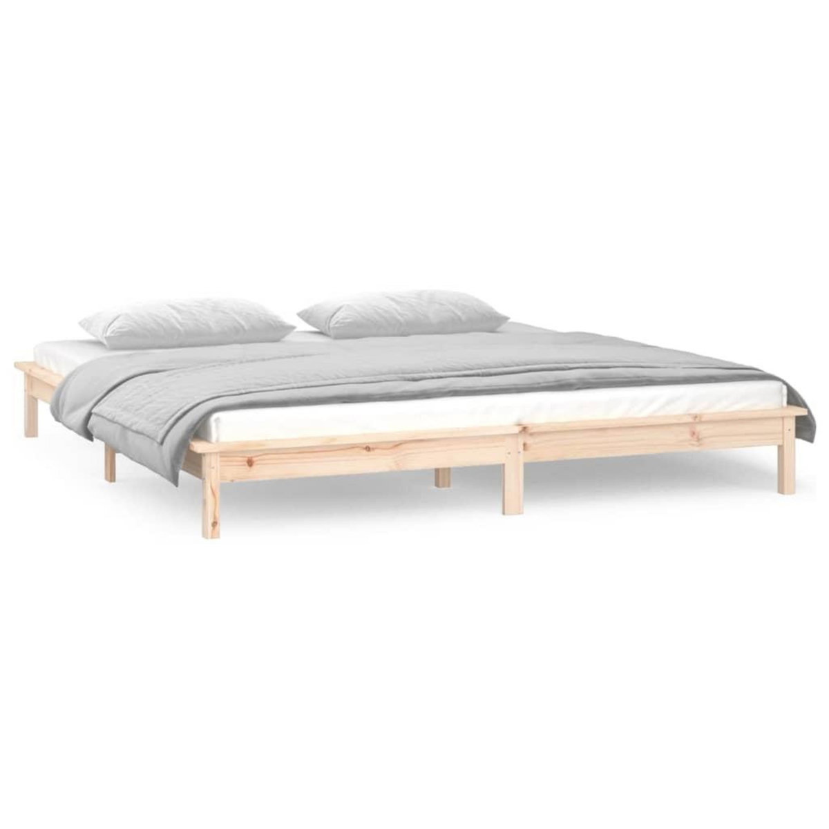 VIDAXL Cadre de lit a LED sans matelas 200x200 cm bois massif