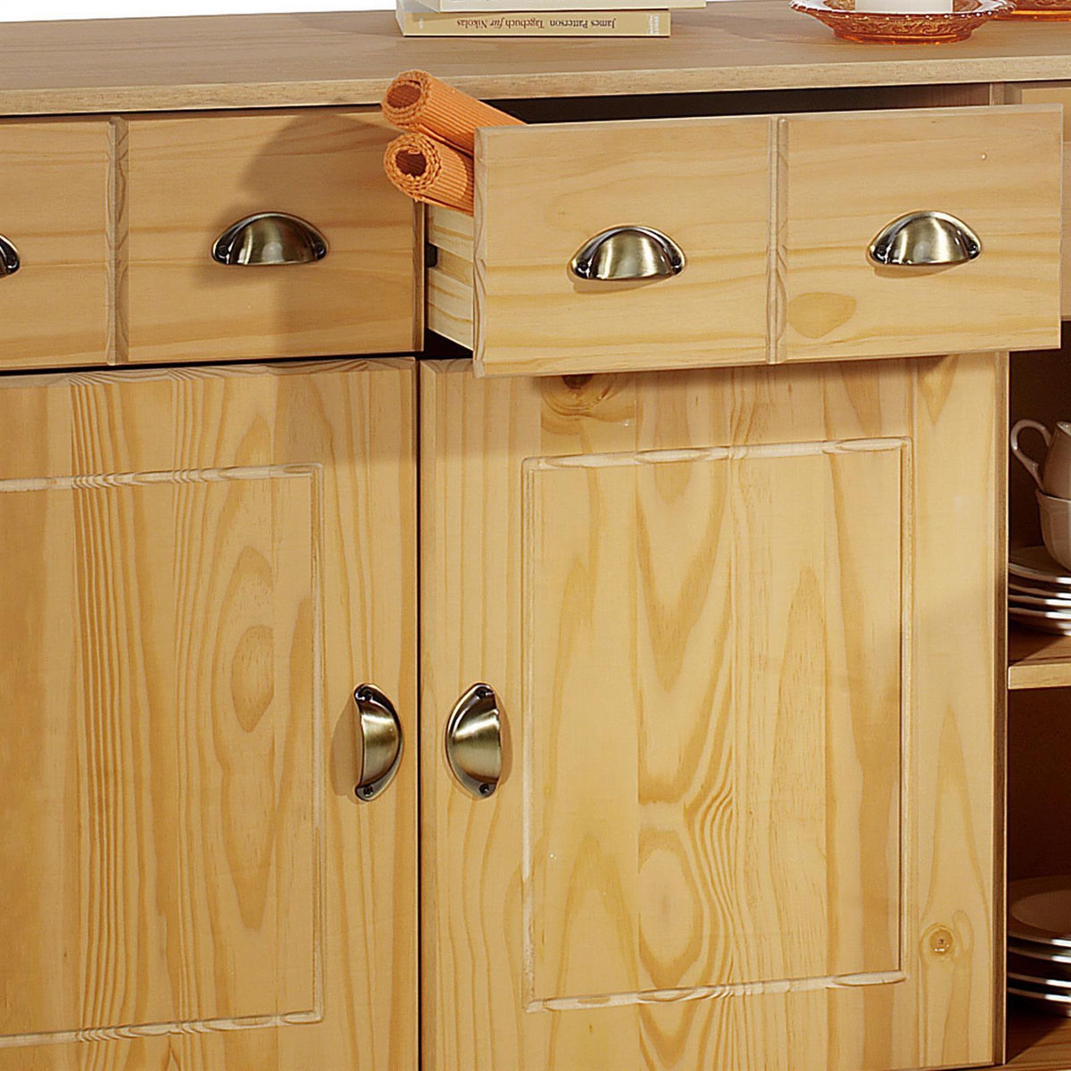 IDIMEX Buffet COLMAR en pin massif, 3 tiroirs et 3 portes