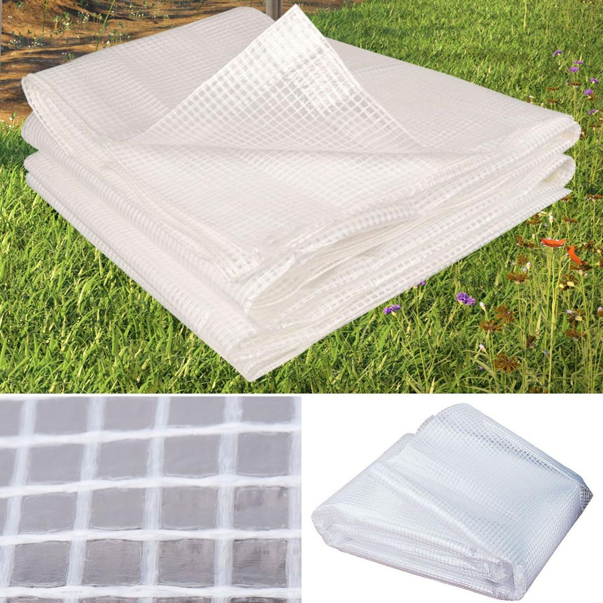 ID MARKET Bâche armée transparente 4x6 m renforcée