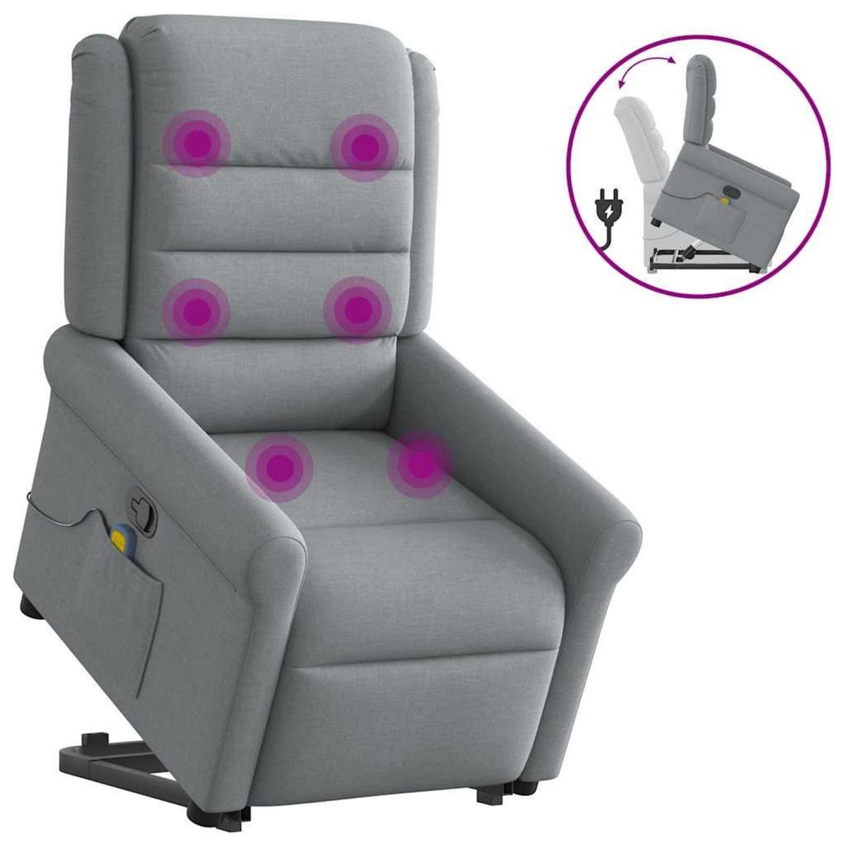 VIDAXL Fauteuil de massage inclinable Gris clair Tissu