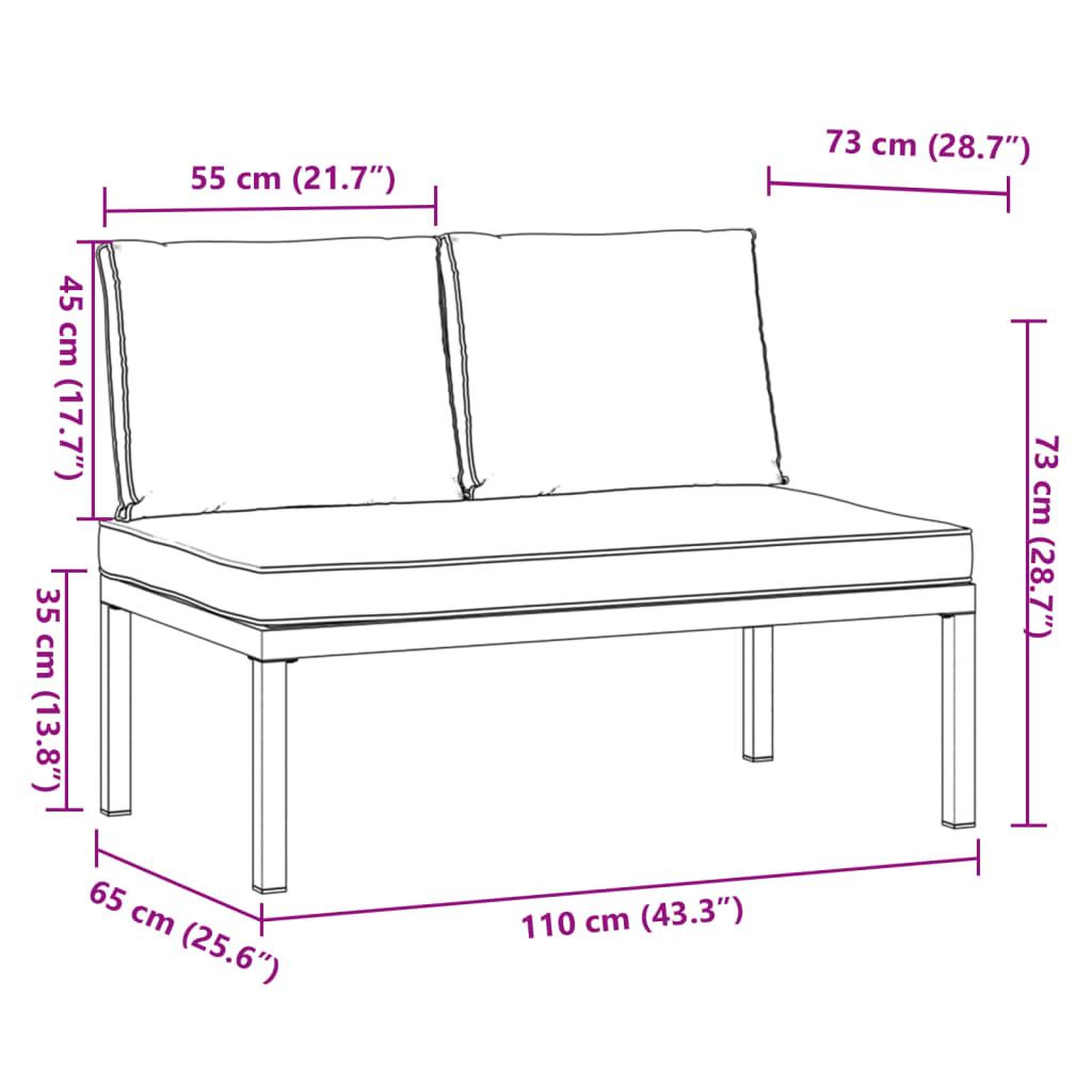 Voir la diapositive 6 : VIDAXL Banc de jardin avec coussins noir aluminium