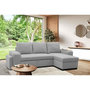 Voir la diapositive 2 : MARKET24 Canapé d'angle convertible réversible VALDO 3 a 4 places - Tissu Souris - Tablette avec USB - Coffre + Pouf - L247xP143xH86 cm