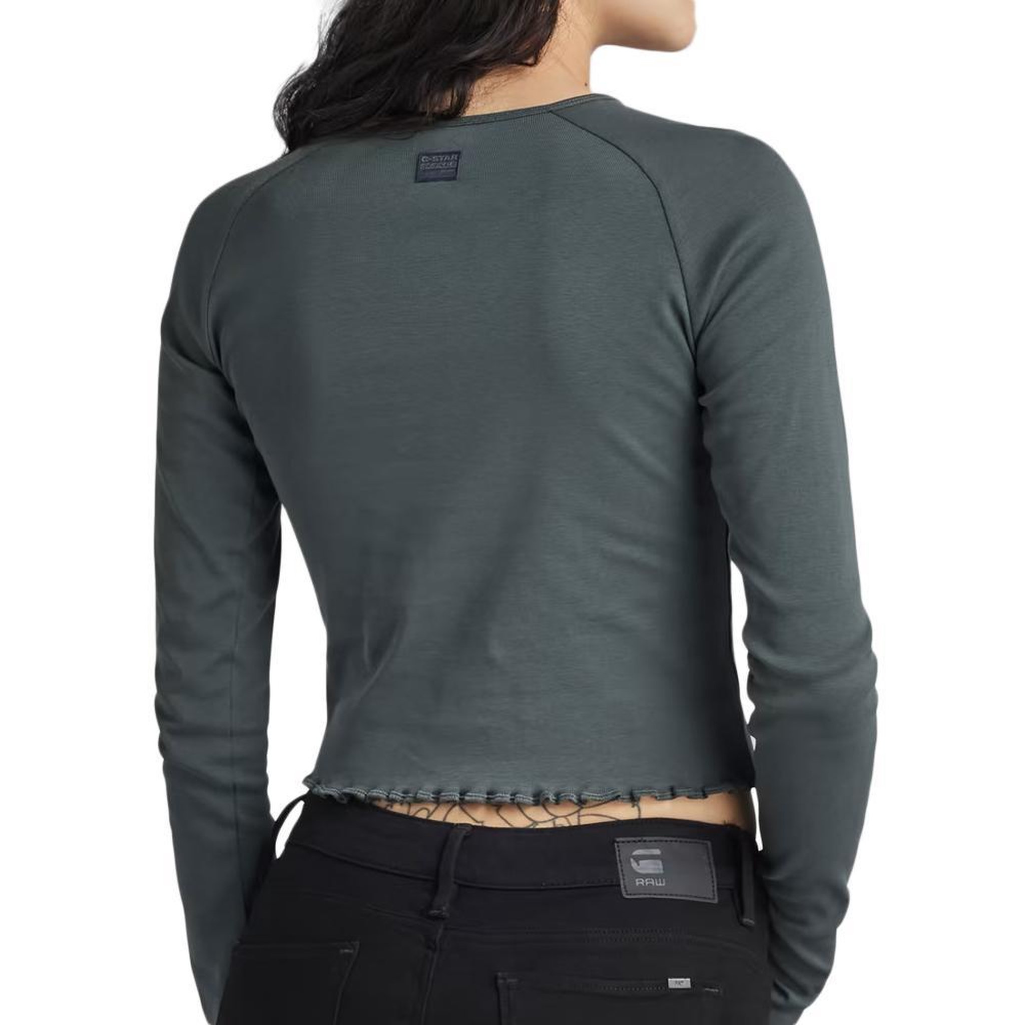 Voir la diapositive 2 : G-Star Raw T shirt Manches longues  Foncé Femme G Star Cropped Baby Sis Raglan