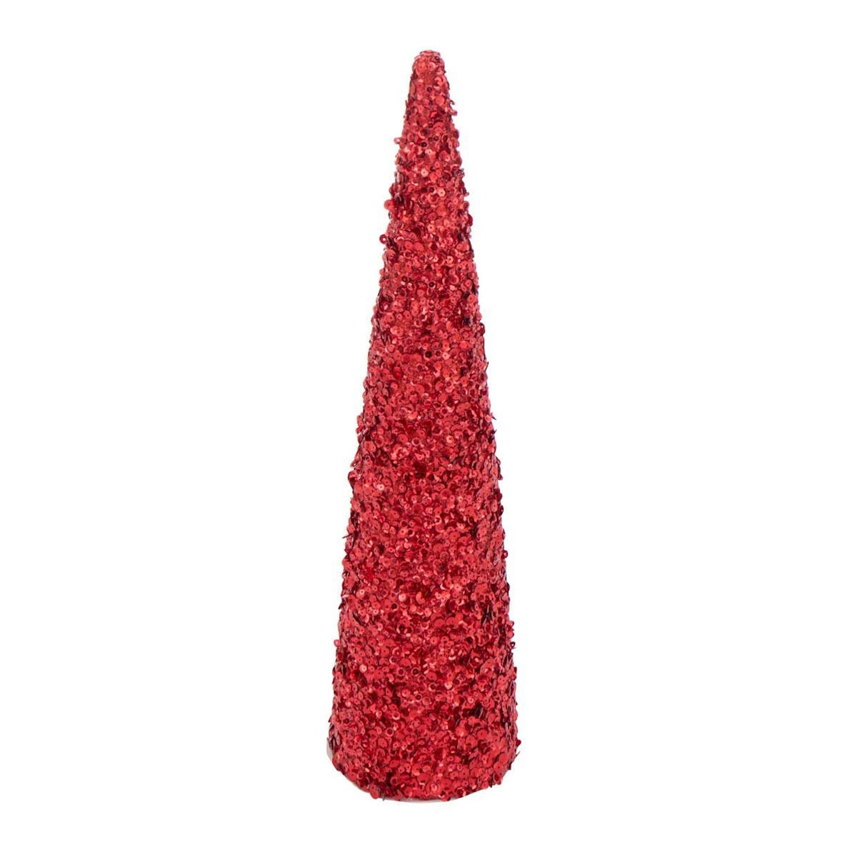 Paris Prix Déco Cône de Noël  Sequins  56cm Rouge