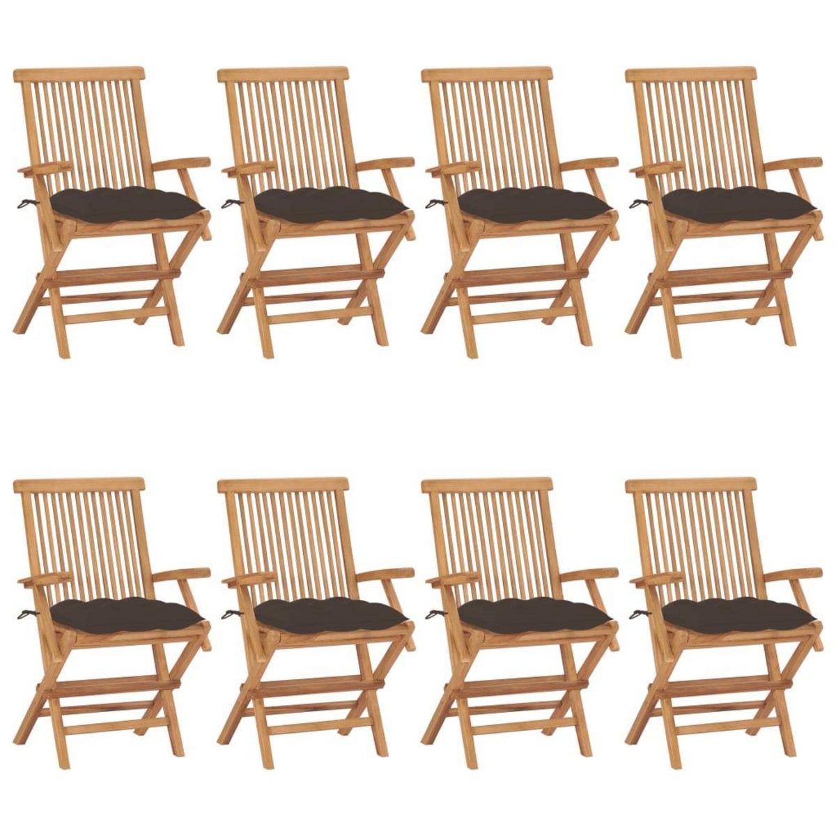 VIDAXL Chaises de jardin avec coussins taupe lot de 8 Bois teck massif