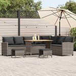 VIDAXL Salon de jardin 4 pcs avec coussins forme L gris resine tressee