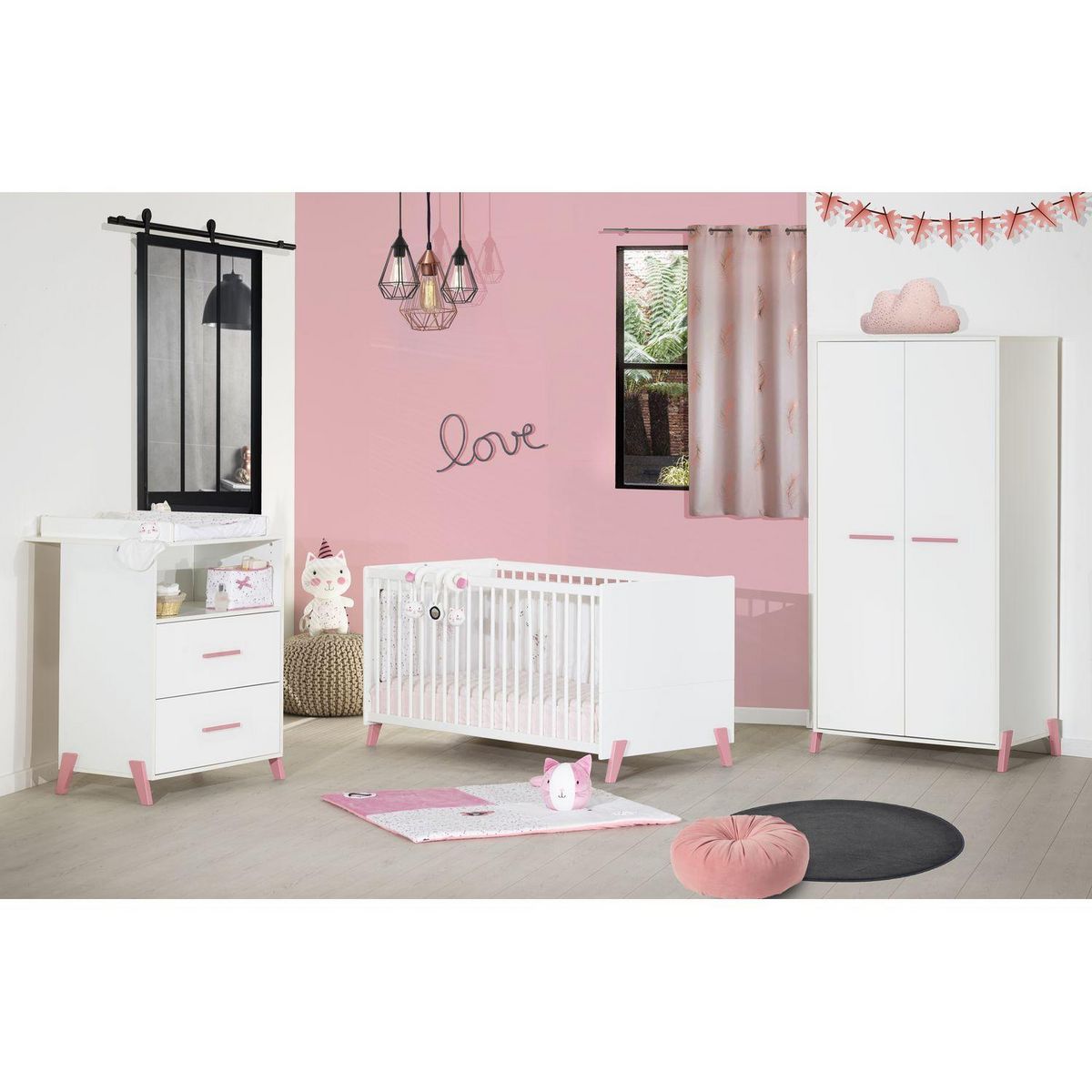 BABY PRICE Lit bébé évolutif Little Big Bed 140x70cm JOY coloris rose