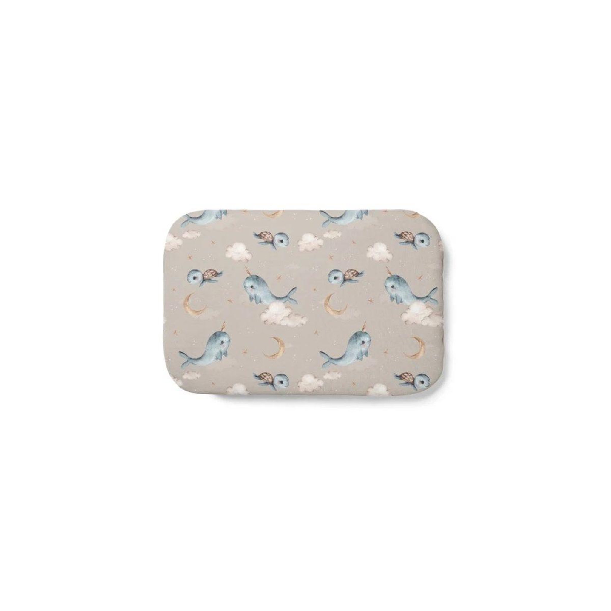 WALDIN Oreiller bébé 60 × 40 cm - motif baleine, beige foncé