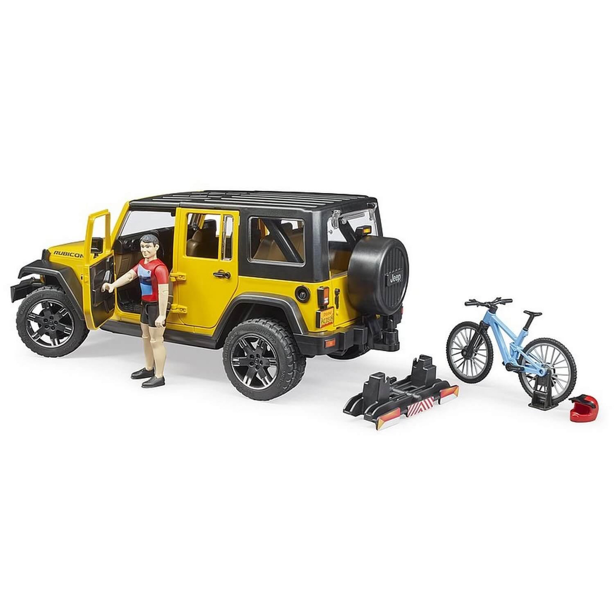 Voir la diapositive 4 : Bruder Jeep Wrangler Rubicon avec cycliste et vélo tout terrain