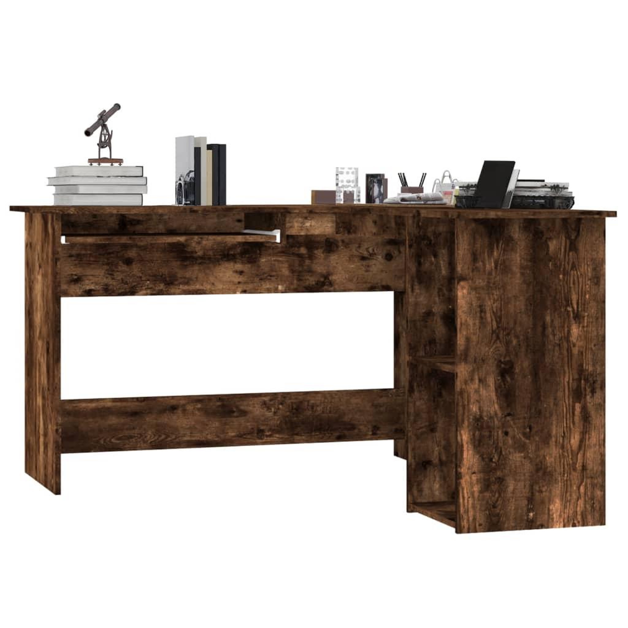 Voir la diapositive 3 : VIDAXL Bureau d'angle chene fume 120x140x75 cm bois d'ingenierie