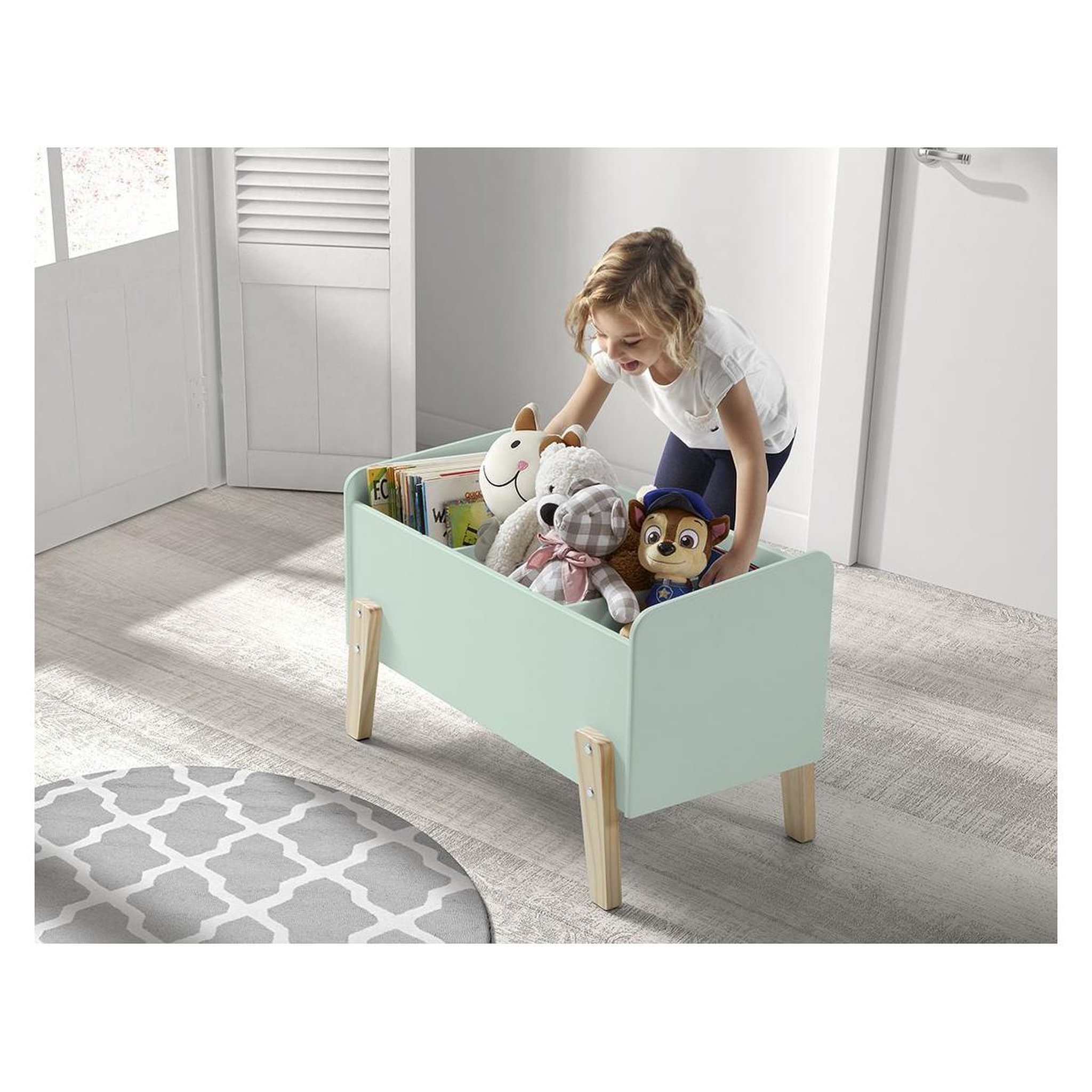 Voir la diapositive 6 : Paris Prix Pack - Lit Enfant, Chevet & Coffre  Kiddy  90x200cm Vert Menthe