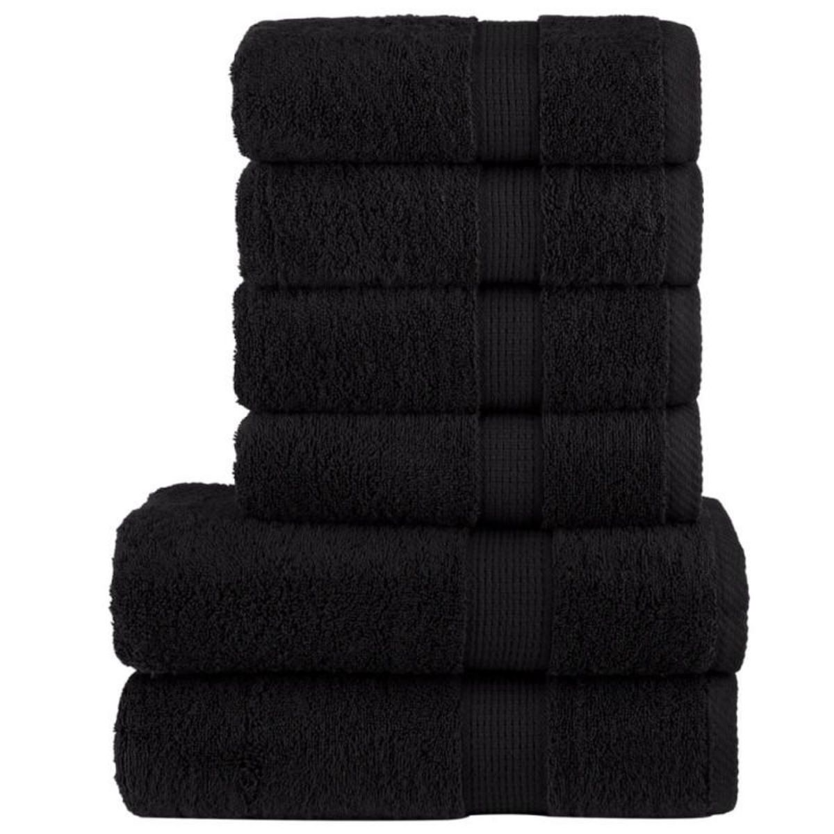 VIDAXL Ensemble de serviettes de qualité supérieure SOLUND 6 pcs noir