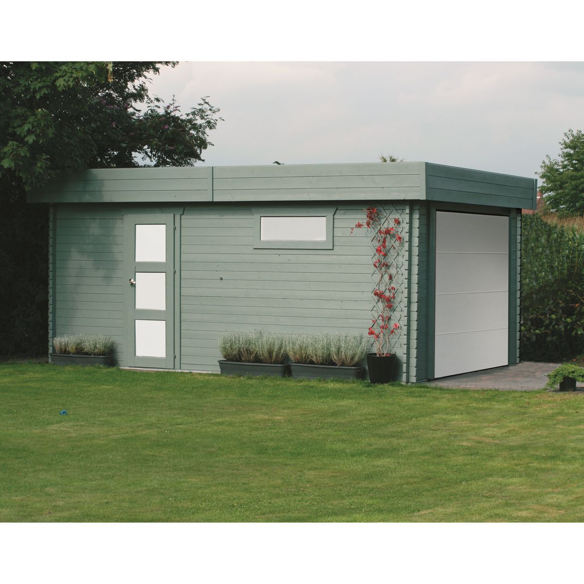 SOLID SUPERIA Garage bois Telfer 17,07 m² avec porte sectionnelle