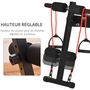 Voir la diapositive 5 : HOMCOM Banc de musculation pliable réglable - 2 bandes de résistance, ressort central traction, 2 poignées - acier PU rouge noir