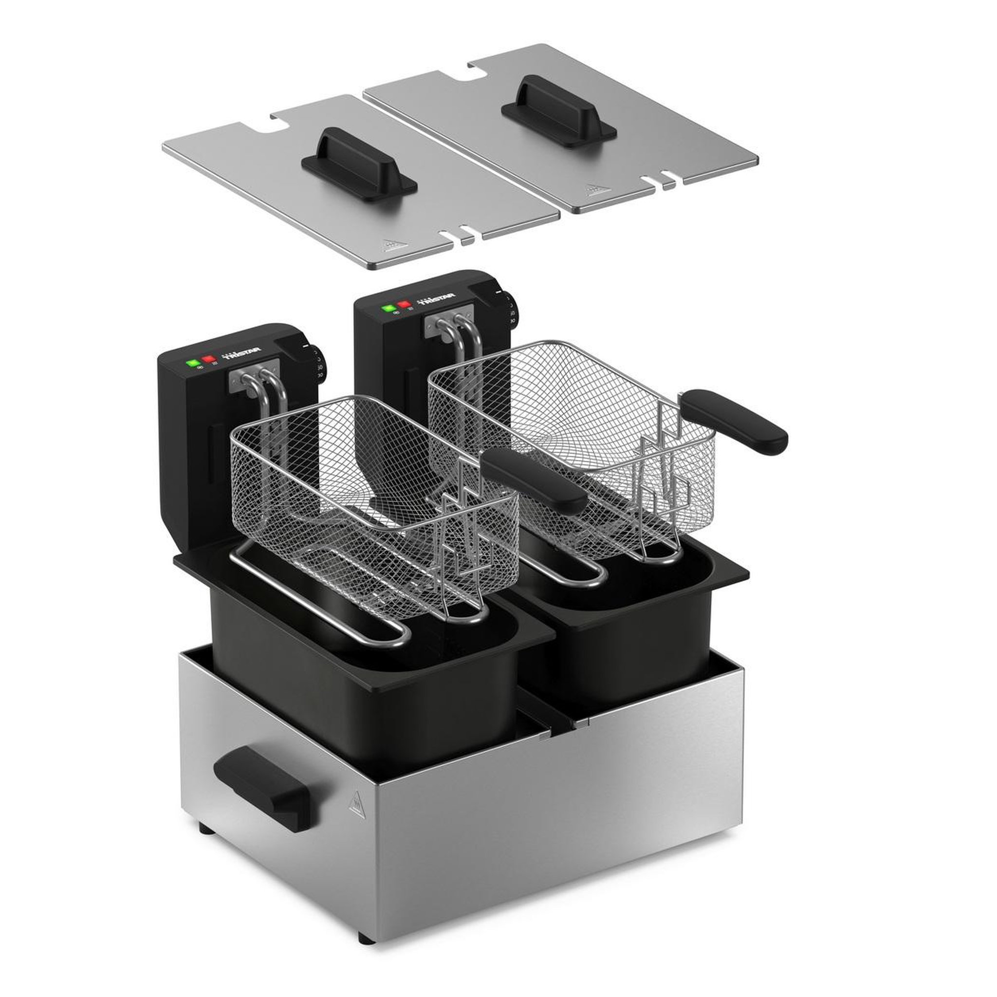 Voir la diapositive 4 : TRISTAR Friteuse inox 2x3l 3600w argent - fr9342