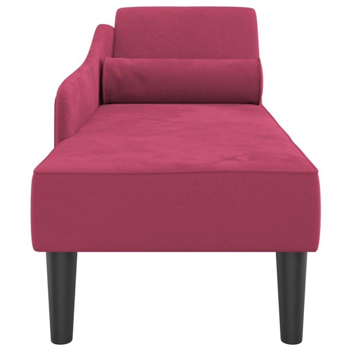 VIDAXL Chaise longue avec coussins rouge bordeaux velours