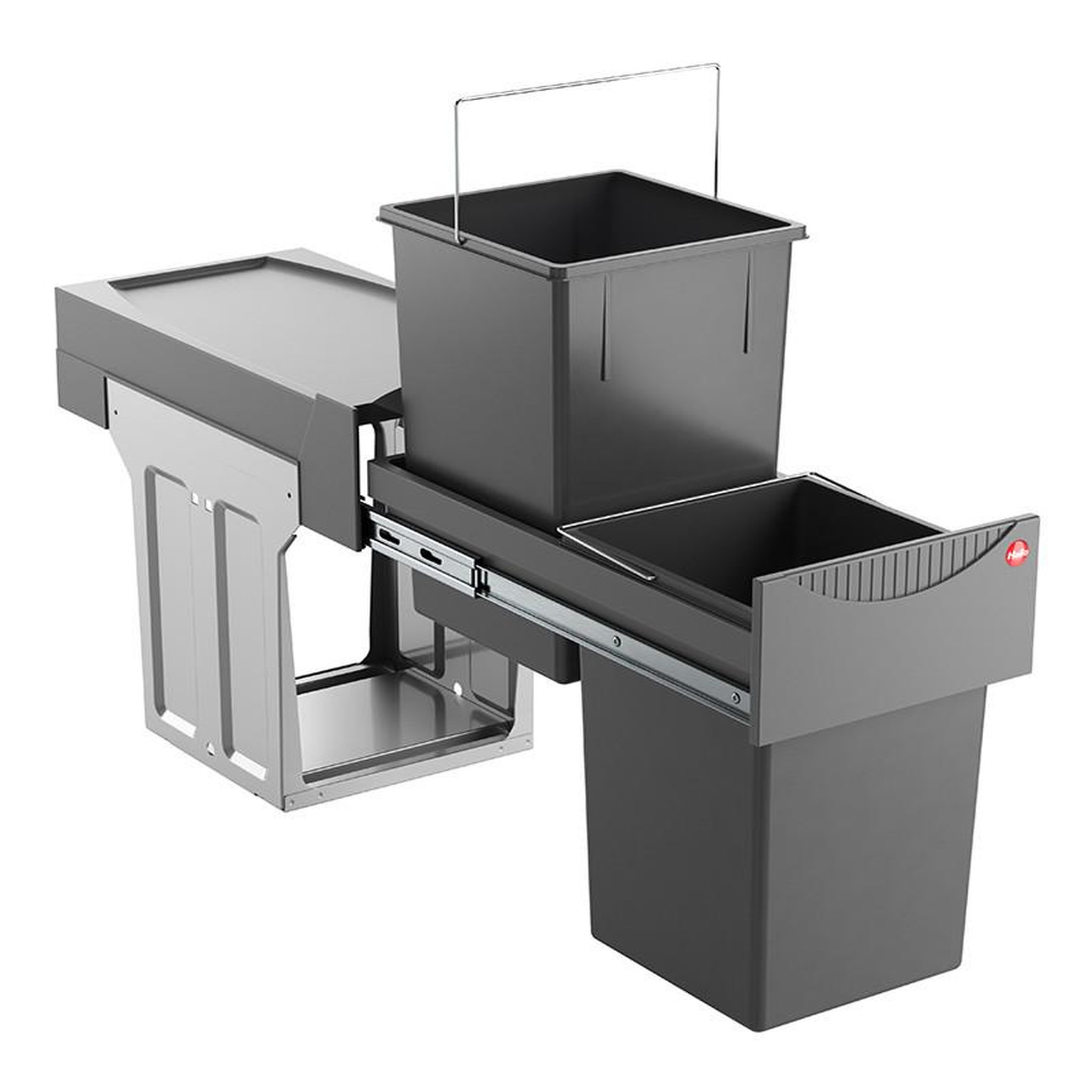 HAILO Poubelle de cuisine tri sélectif 2 bacs encastrable sous évier 30l (15+15) hailo as tandem