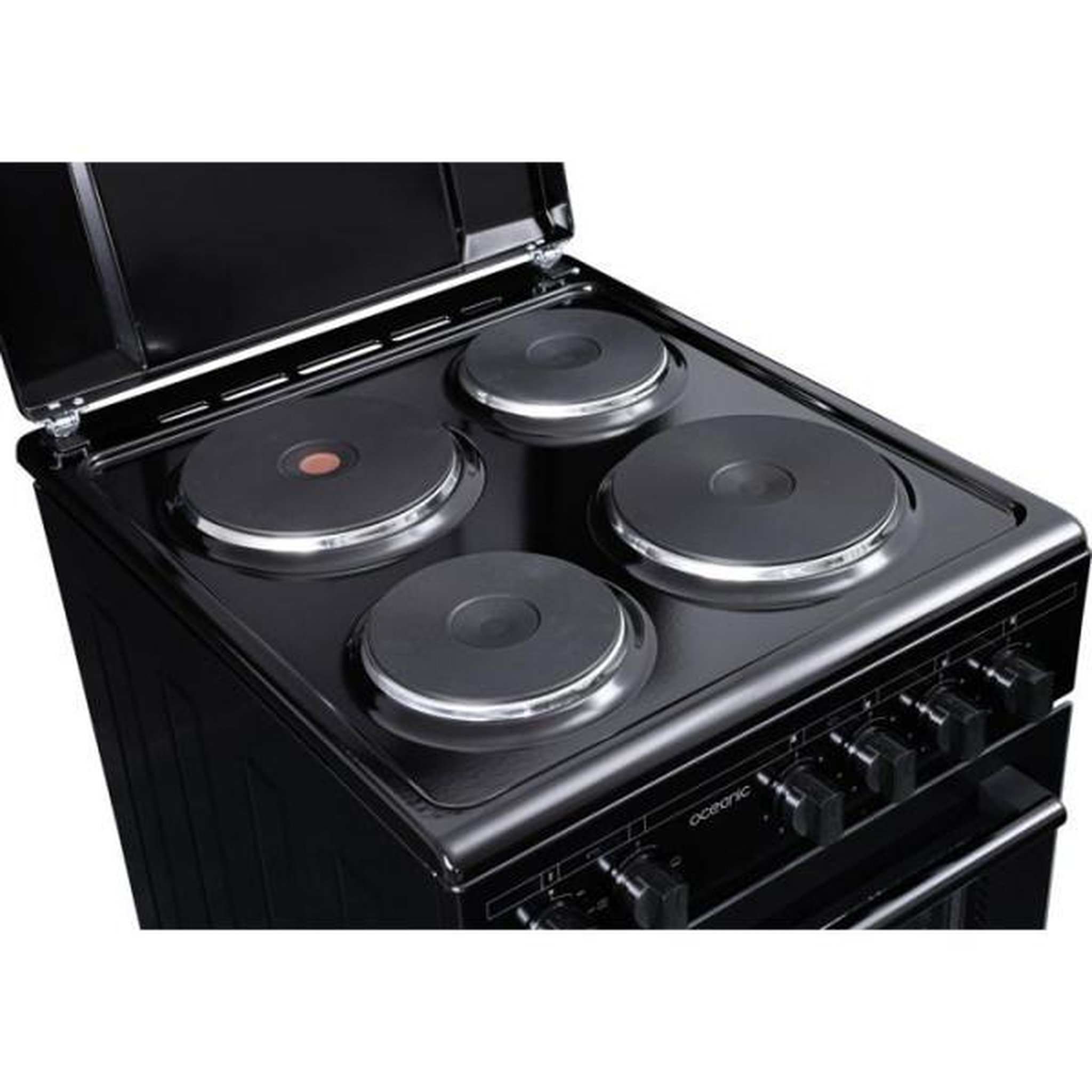 Voir la diapositive 5 : OCEANIC Cuisiniere  électrique - OCEANIC - OCEACE5060B - 4 feux - 6800 W - L49,8 x P61 x H 86 cm - Noir